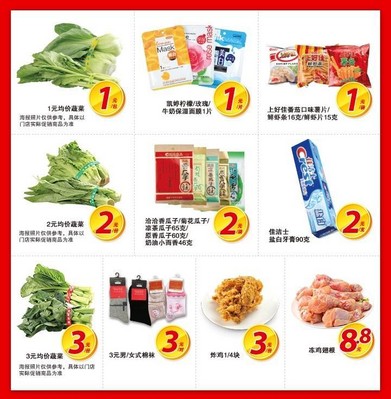 沃爾瑪及好又多門店推出 “1元、2元、3元、5元、8.8元、9.9元”等價位的400個 “均一價” 特惠商品